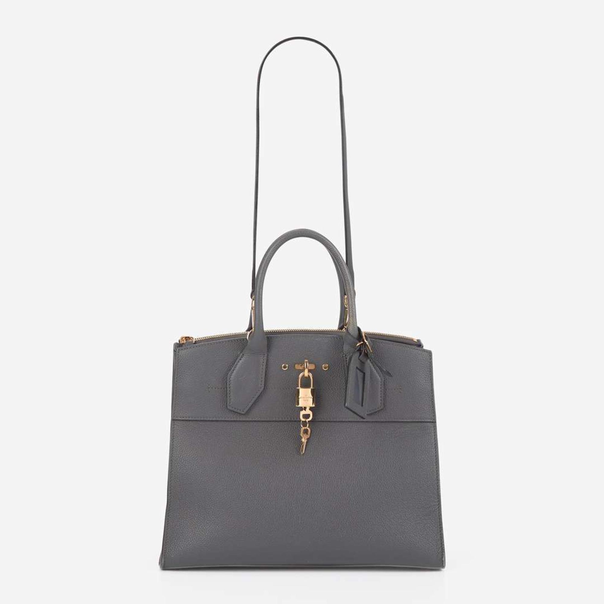 A Louis Vuitton Gray Calf Leather City Steamer MM Louis Vuitton