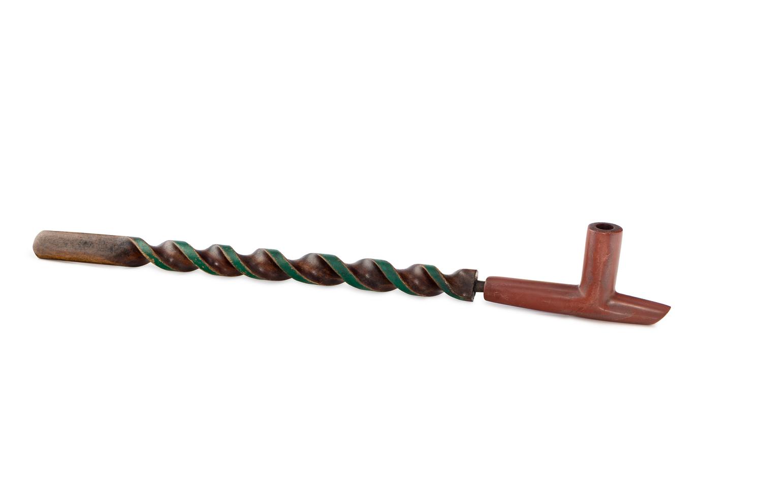 Plains Painted and Twisted Pipe Stem, with Catlinite Bowl