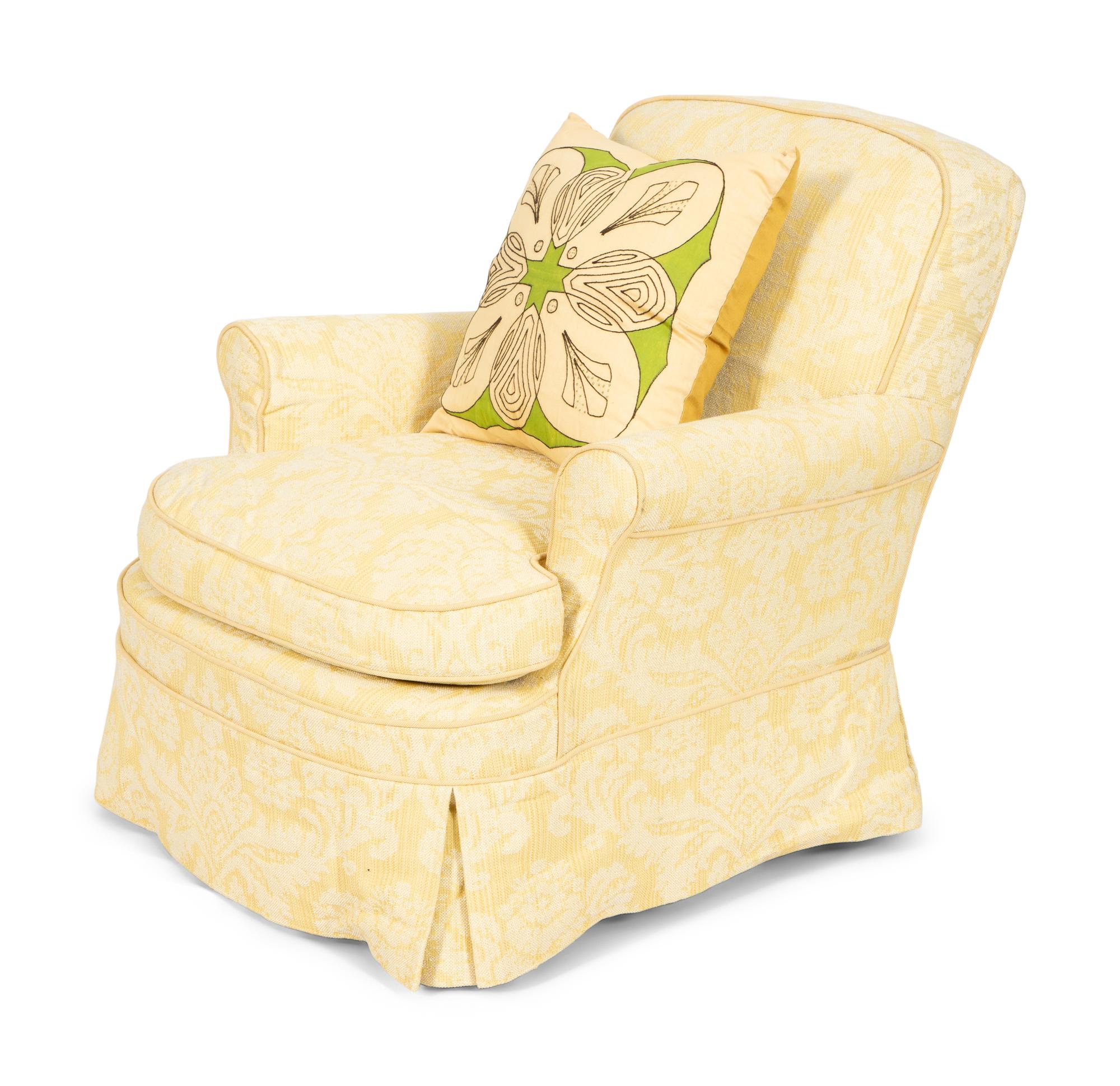 A Yellow Cotton-Slip Covered Club Chair