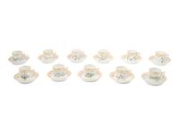 Eleven Royal Copenhagen Flora Danica Teacups and Saucers
