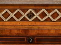 A Swedish Gilt Bronze Mounted Marquetry Marble-Top Commode