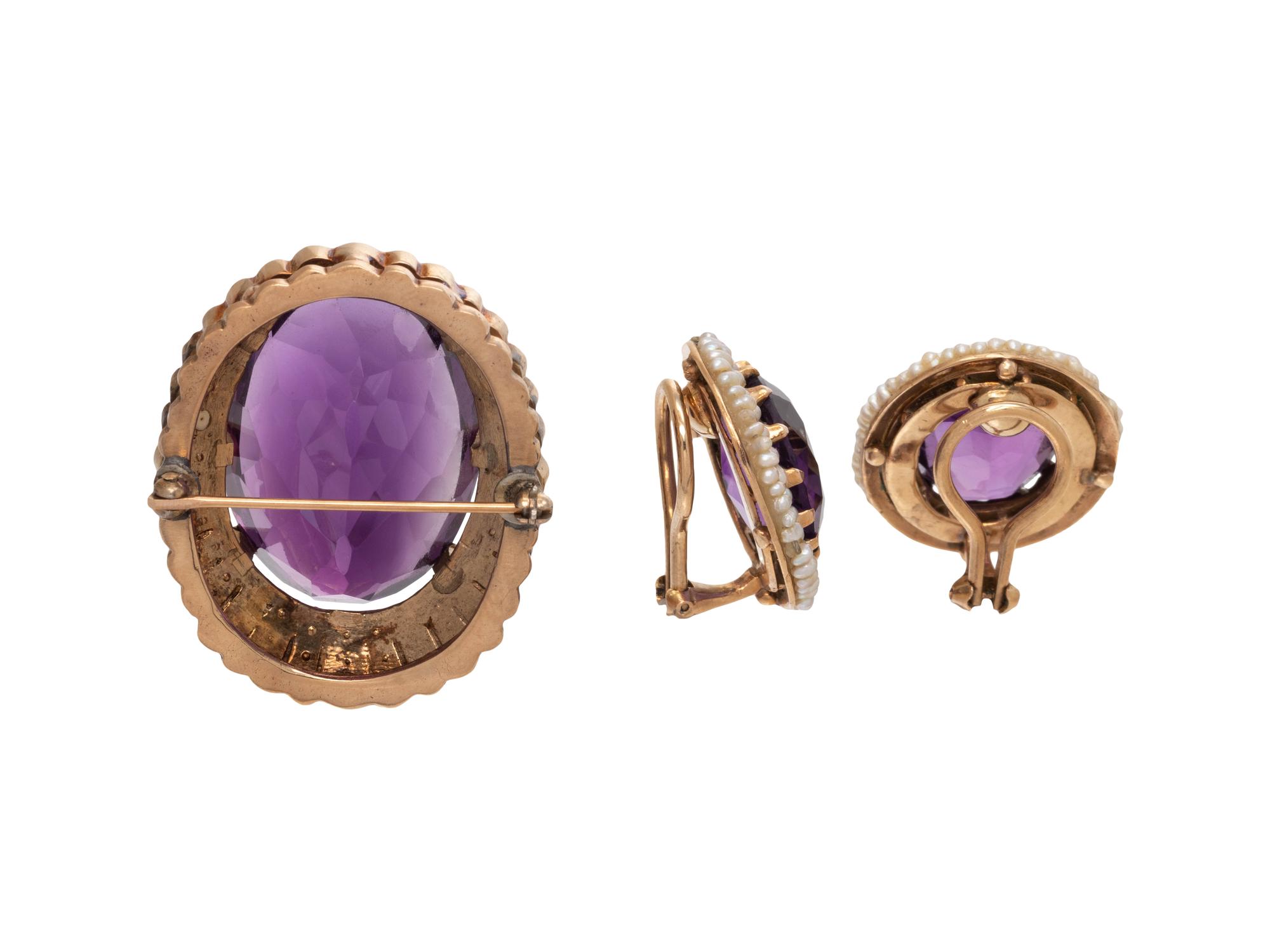 COLLECTION OF AMETHYST AND SEED PEARL JEWELRY