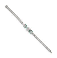 PLATINUM, DIAMOND AND EMERALD BRACELET