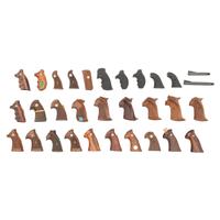 Lot of Grips, Empty Handgun Boxes and 2 Colt New Frontier .22 Barrels