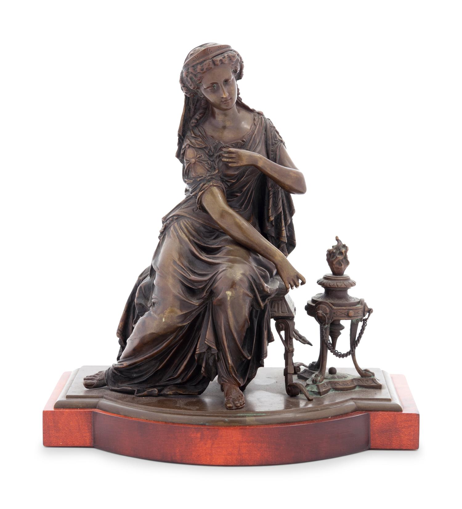 A Continental Bronze Figure Mounted as a Lamp
