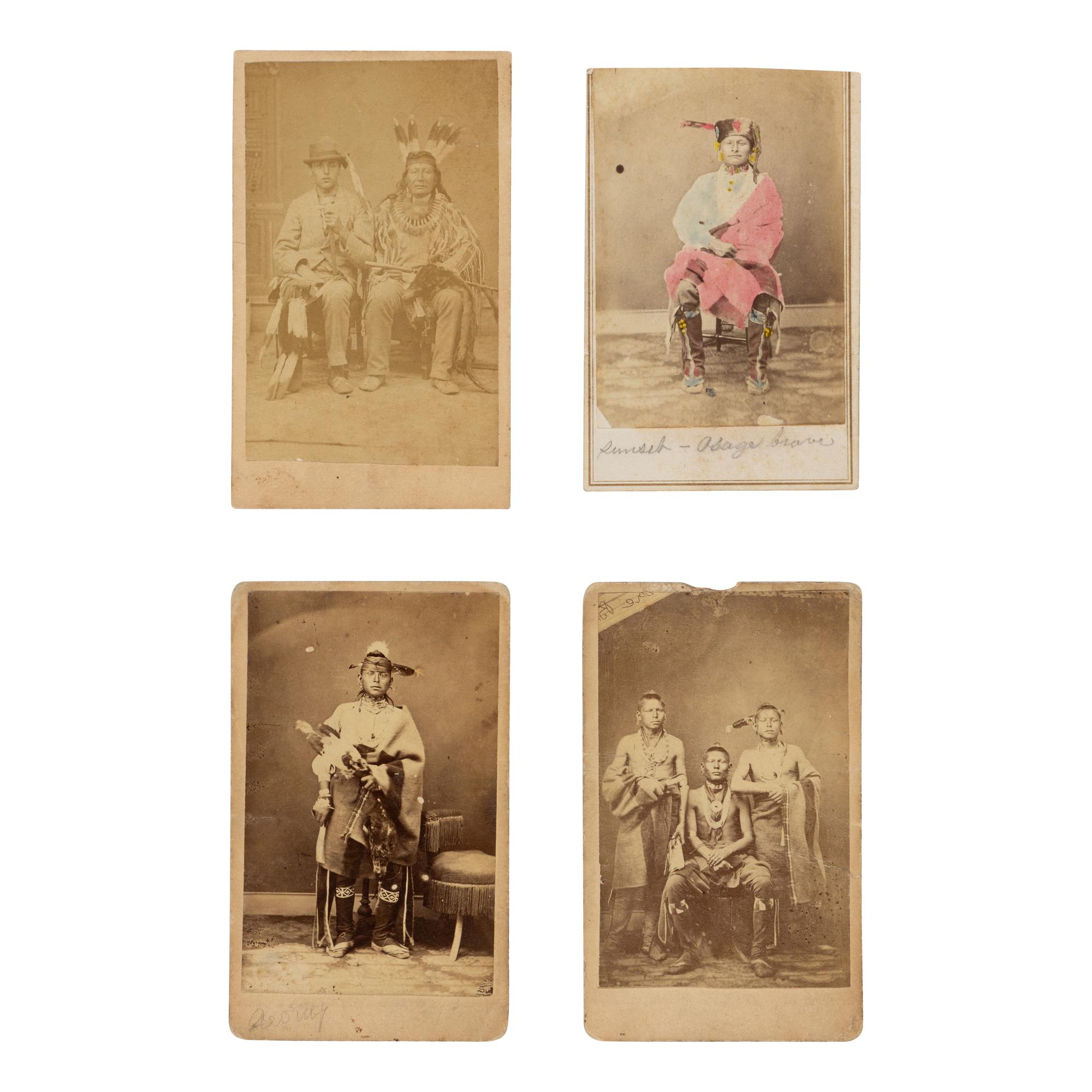 A.W. Barker — Four CDVs of Osage, Sac & Fox Indians