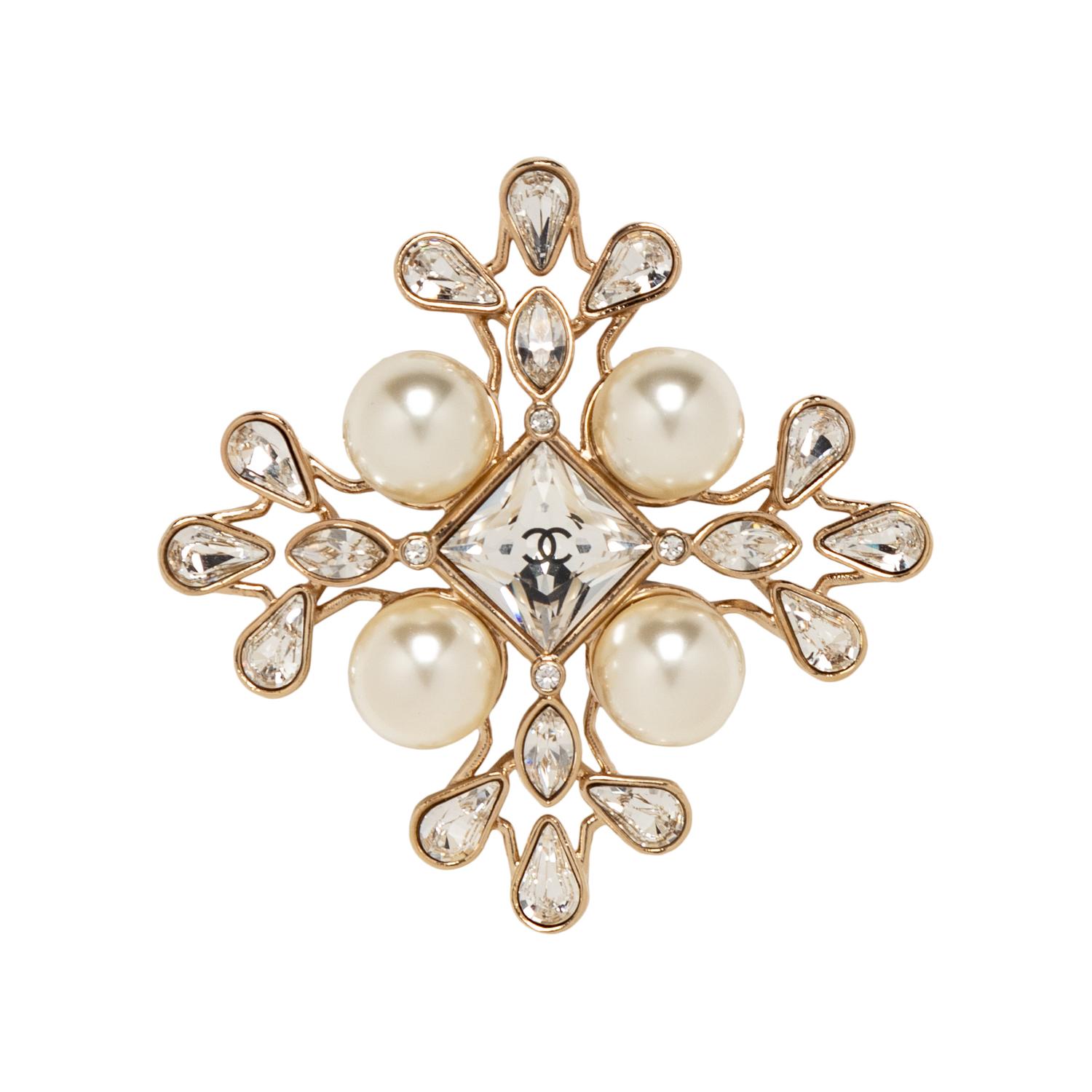 Chanel Rhinestone & Faux Pearl Brooch, 2019