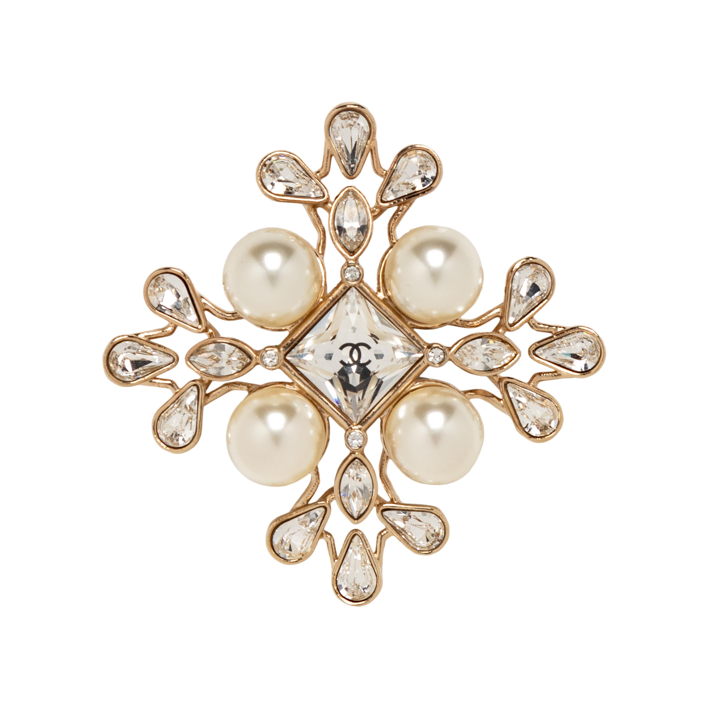 Chanel Rhinestone & Faux Pearl Brooch, 2019