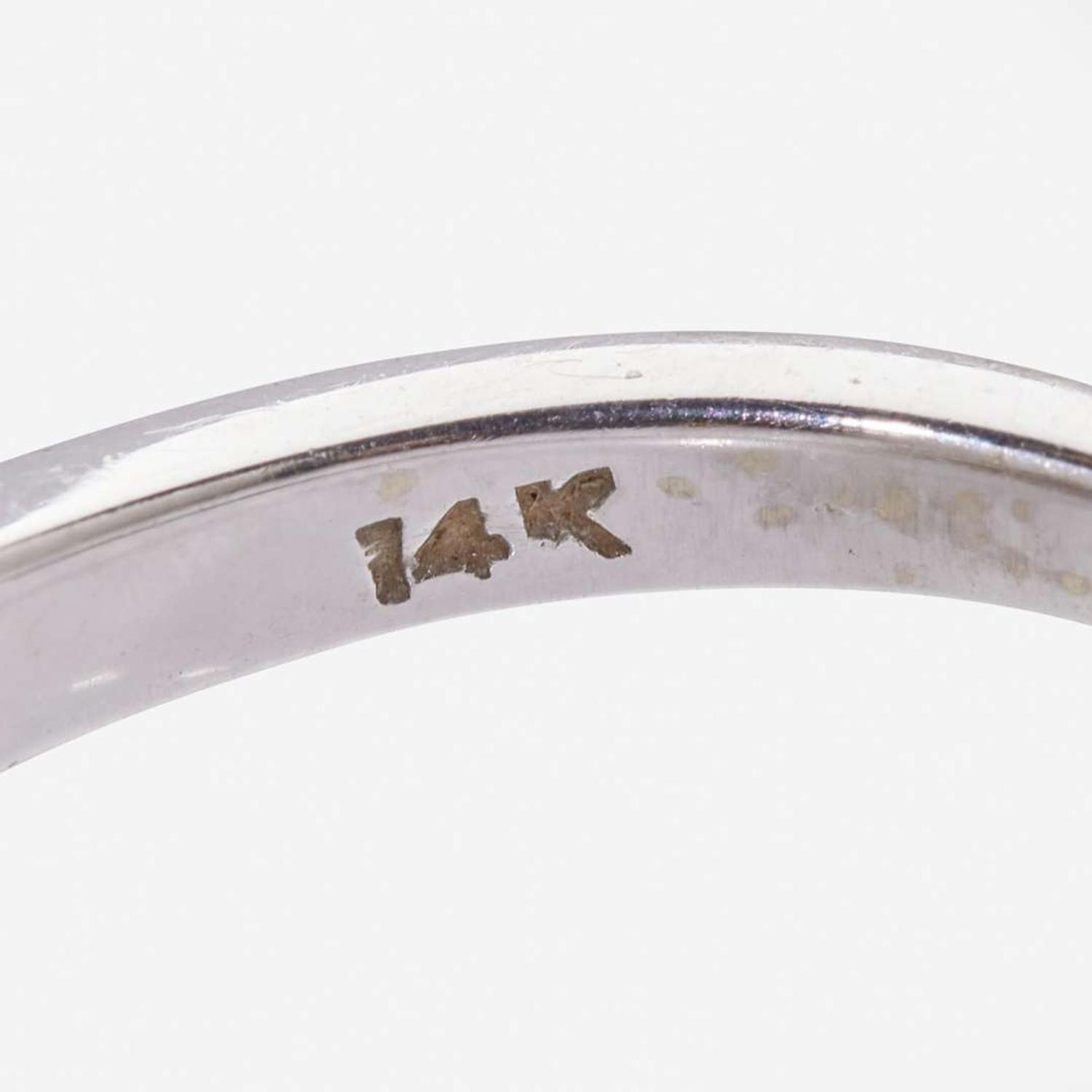 A 14K White Gold, Diamond, and Pearl Ring