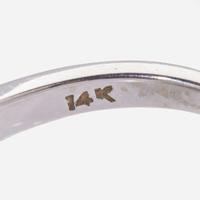 A 14K White Gold, Diamond, and Pearl Ring