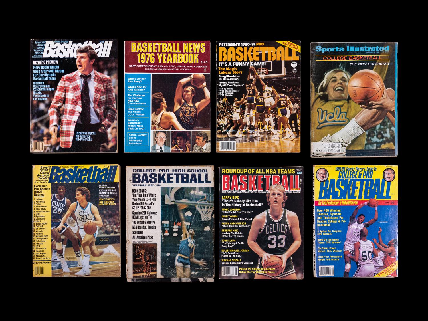 A Group of Vintage Sports Magazines Including Multiple Kareem Abdul-Jabbar Covers and a 1957 Yankees vs. Braves World Series Program
