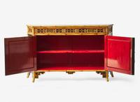 A French Japanesque bamboo and lacquer sideboard, 20th century