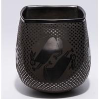 Blackware Pottery Vase, with Rabbits
