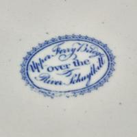 A Staffordshire Historical Blue "Upper Ferry Bridge Over the River Schuylkill" Wash Pitcher and Basin