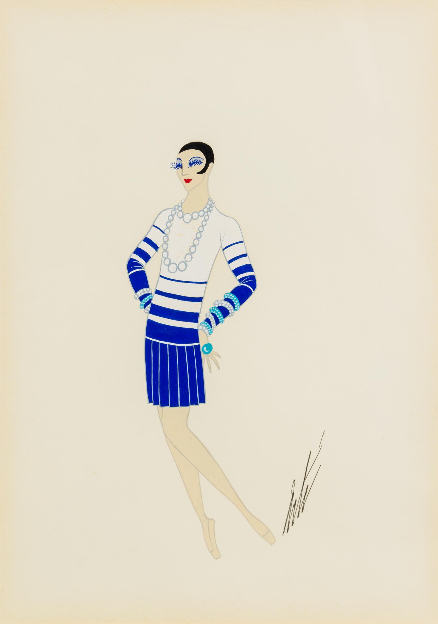 Erte (Romain de Tirtoff), (French, 1892-1990), Le Train Blue, Coco Chanel