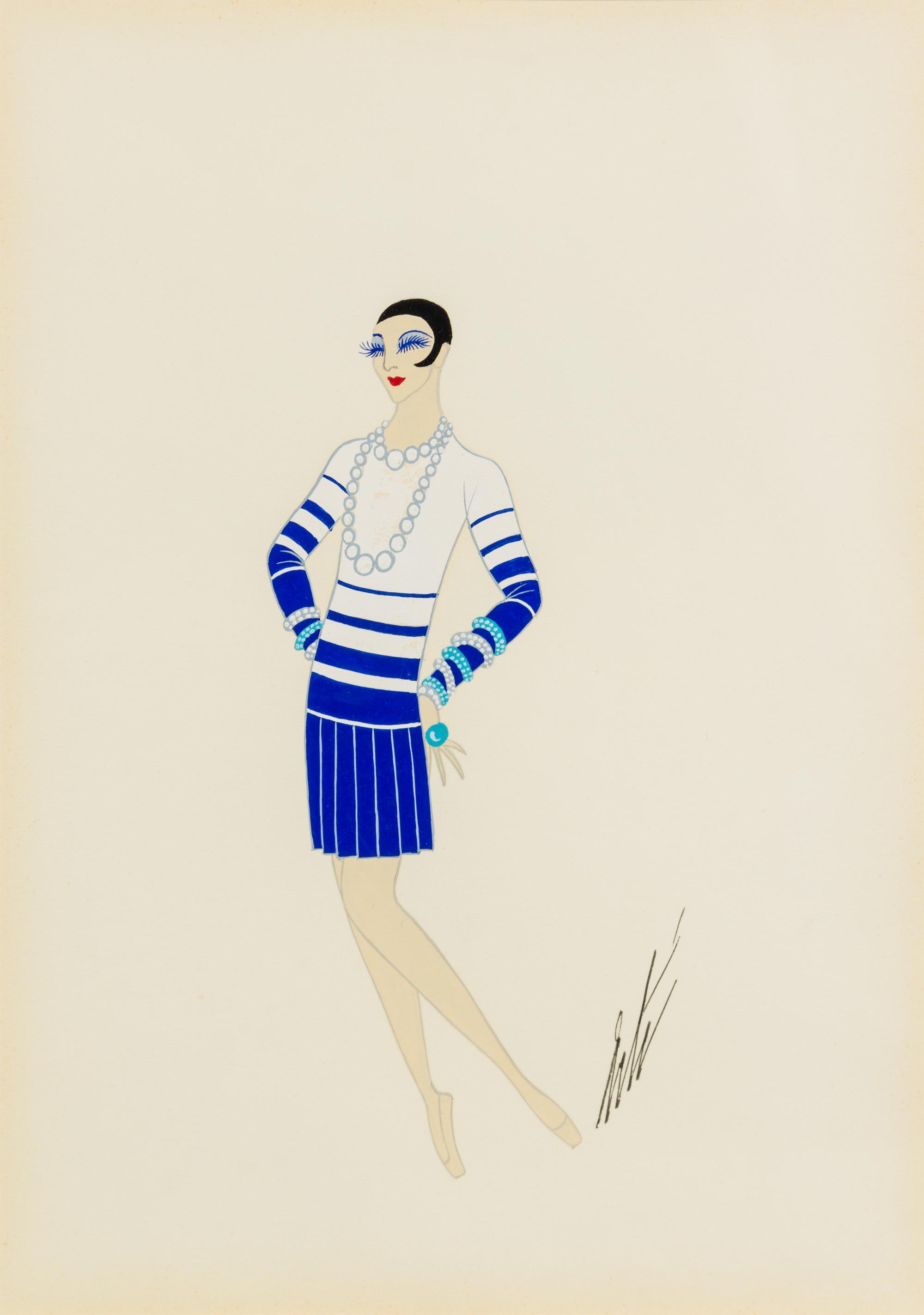 Erte (Romain de Tirtoff), (French, 1892-1990), Le Train Blue, Coco Chanel