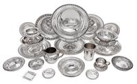 A Collection of American Silver Table Articles, Various Makers, comprising serving bowls, dishes, tazze and cups; 25 items total.