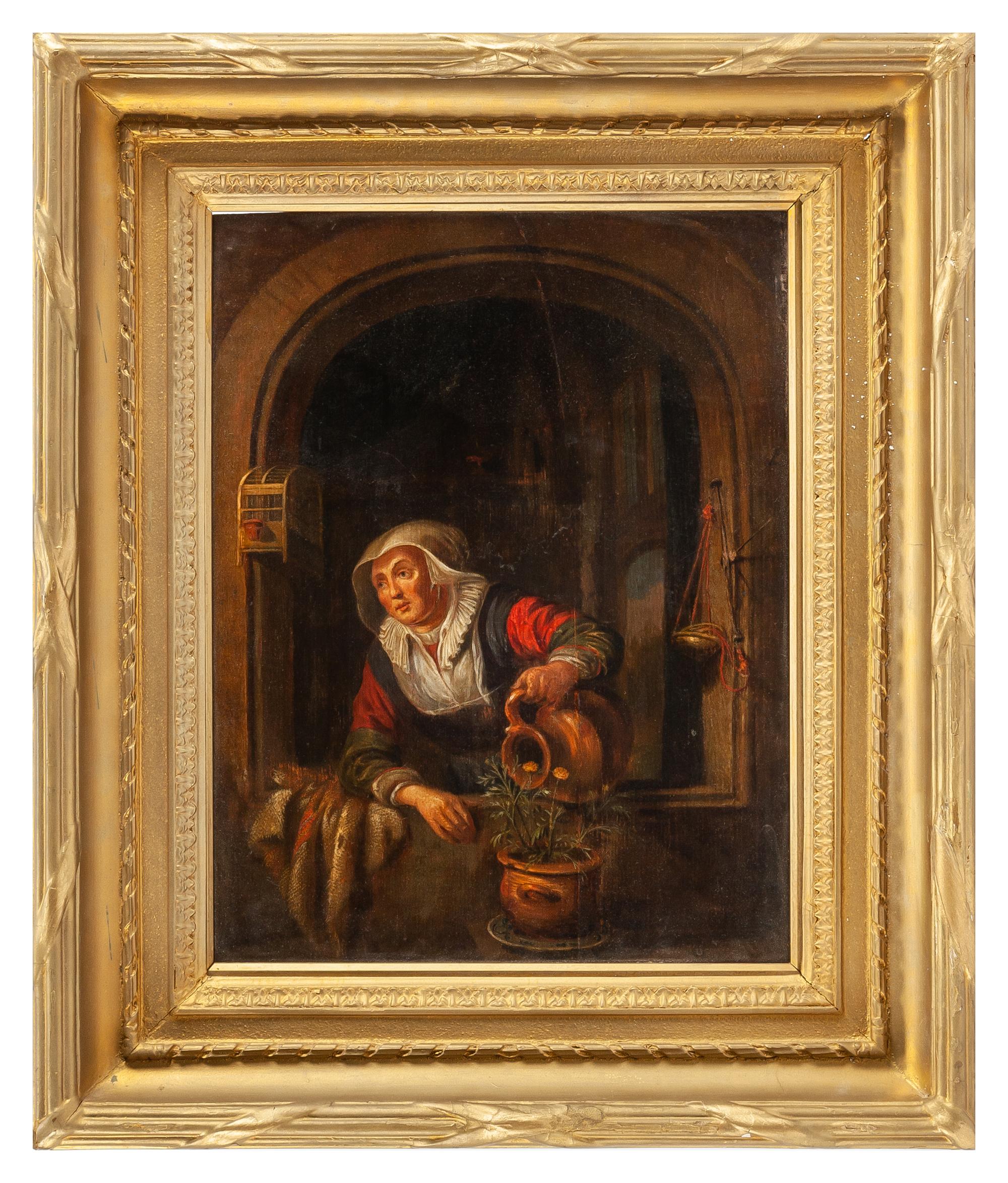 Continental School, (17th Century), Woman Watering Plant