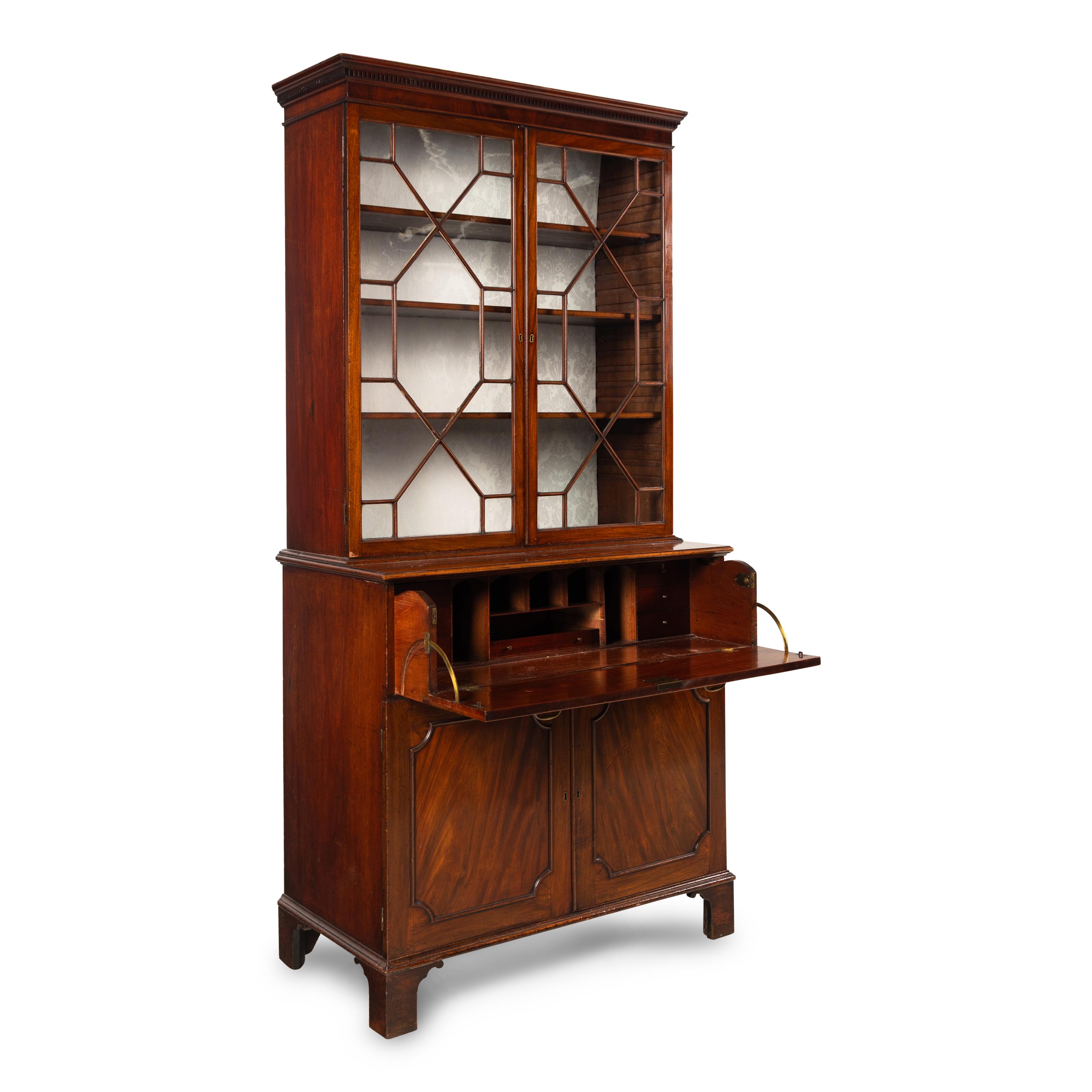 A George III Mahogany Bureau Bookcase