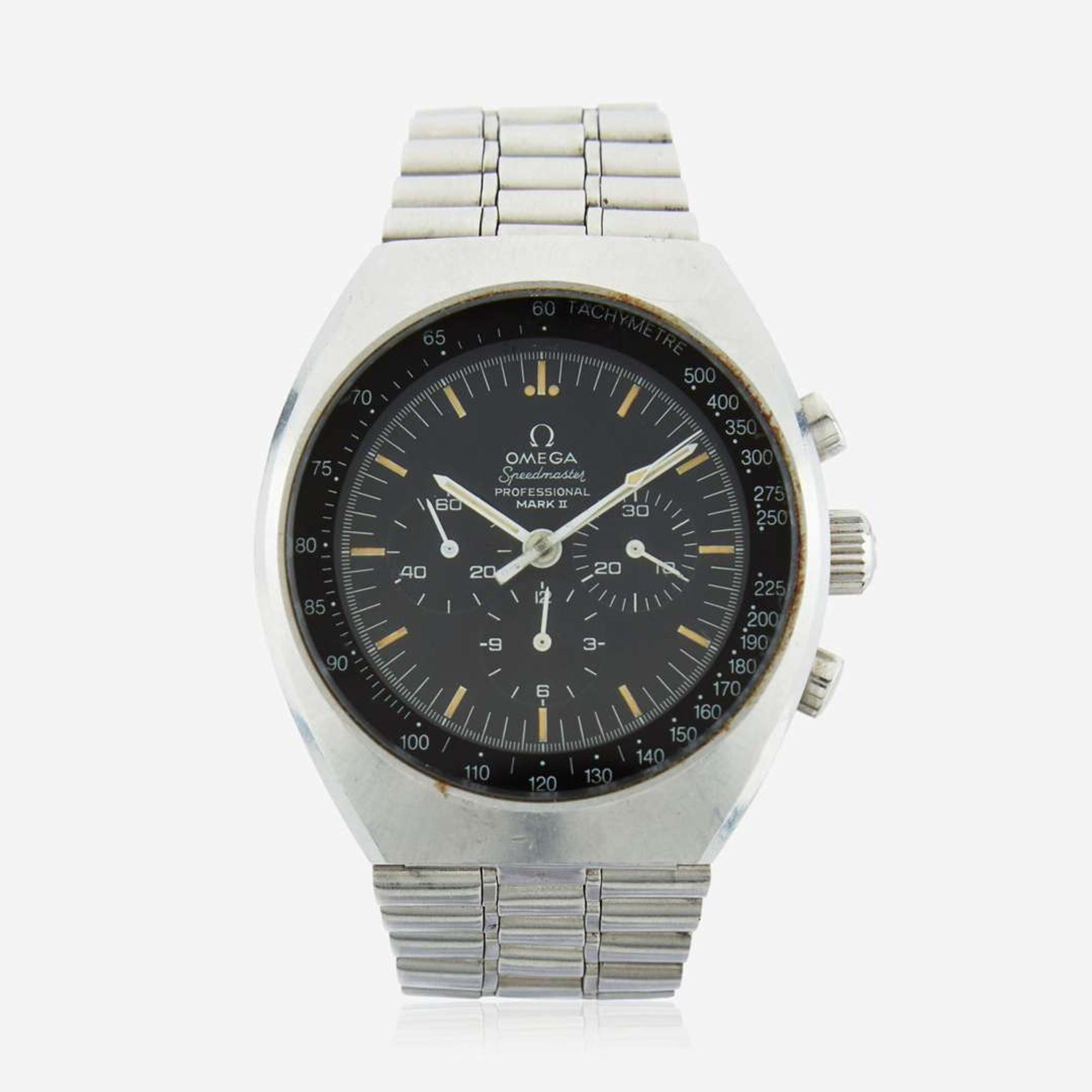A stainless steel chronograph sports wristwatch, Omega Speedmaster Professional, Mark II 145.014 2750/67