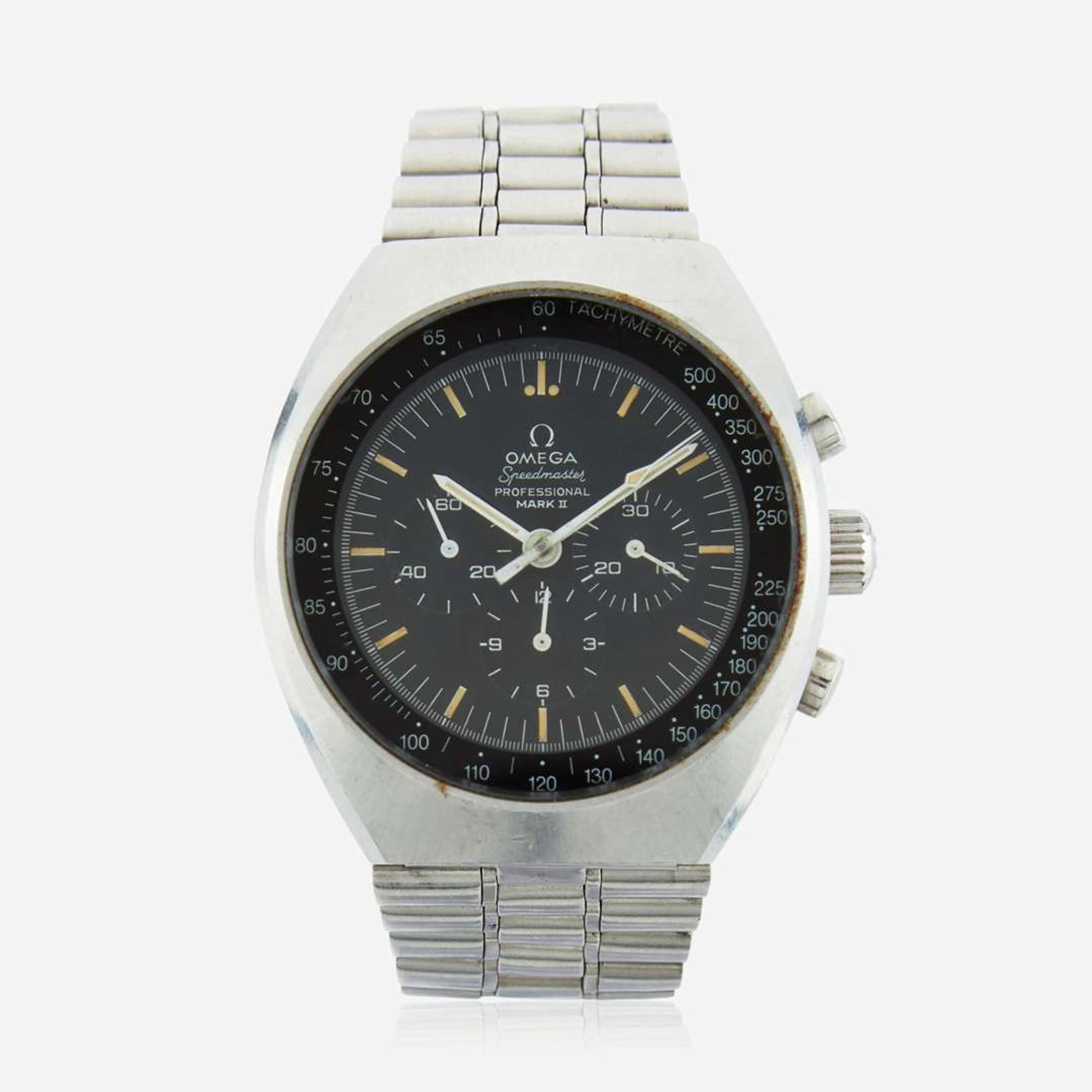 A stainless steel chronograph sports wristwatch, Omega Speedmaster Professional, Mark II 145.014 2750/67