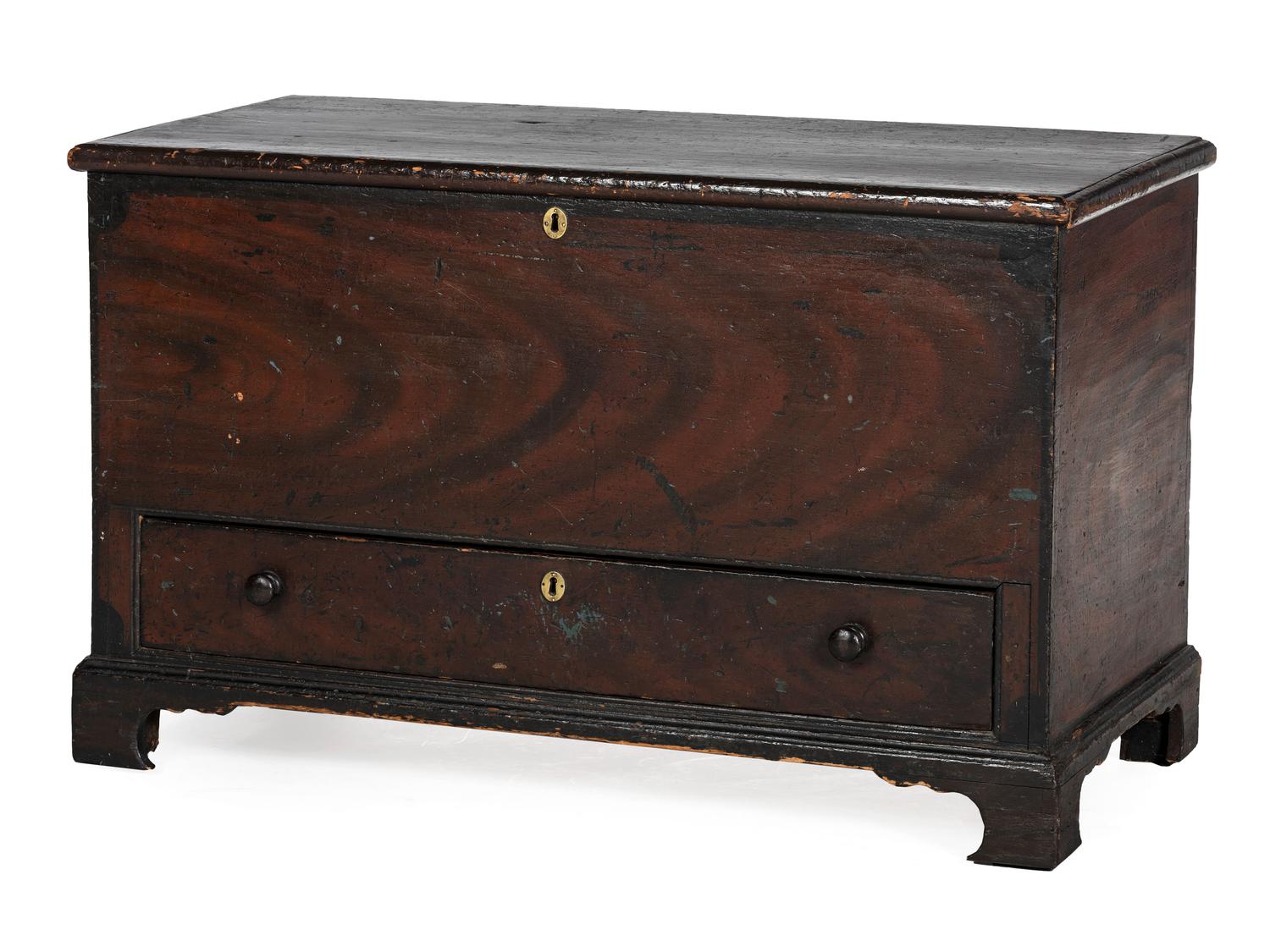 A Chippendale Grain-Painted Pine One-Drawer Blanket Chest