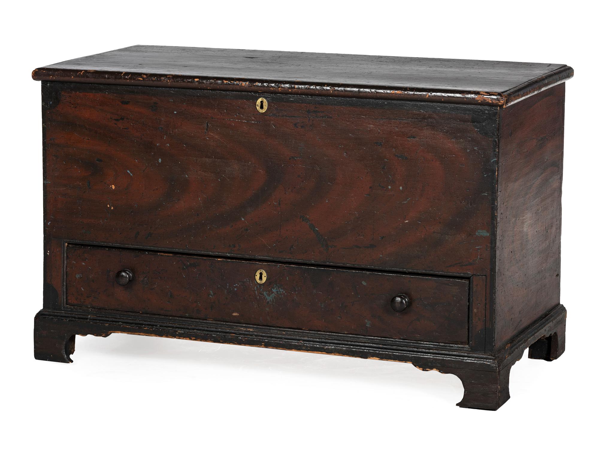 A Chippendale Grain-Painted Pine One-Drawer Blanket Chest