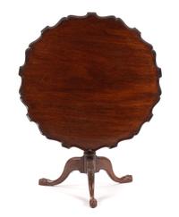 A Georgian Mahogany Tilt-Top Tea Table Height 28 x diameter of top 36 1/2 inches. — 18TH/19TH CENTURY