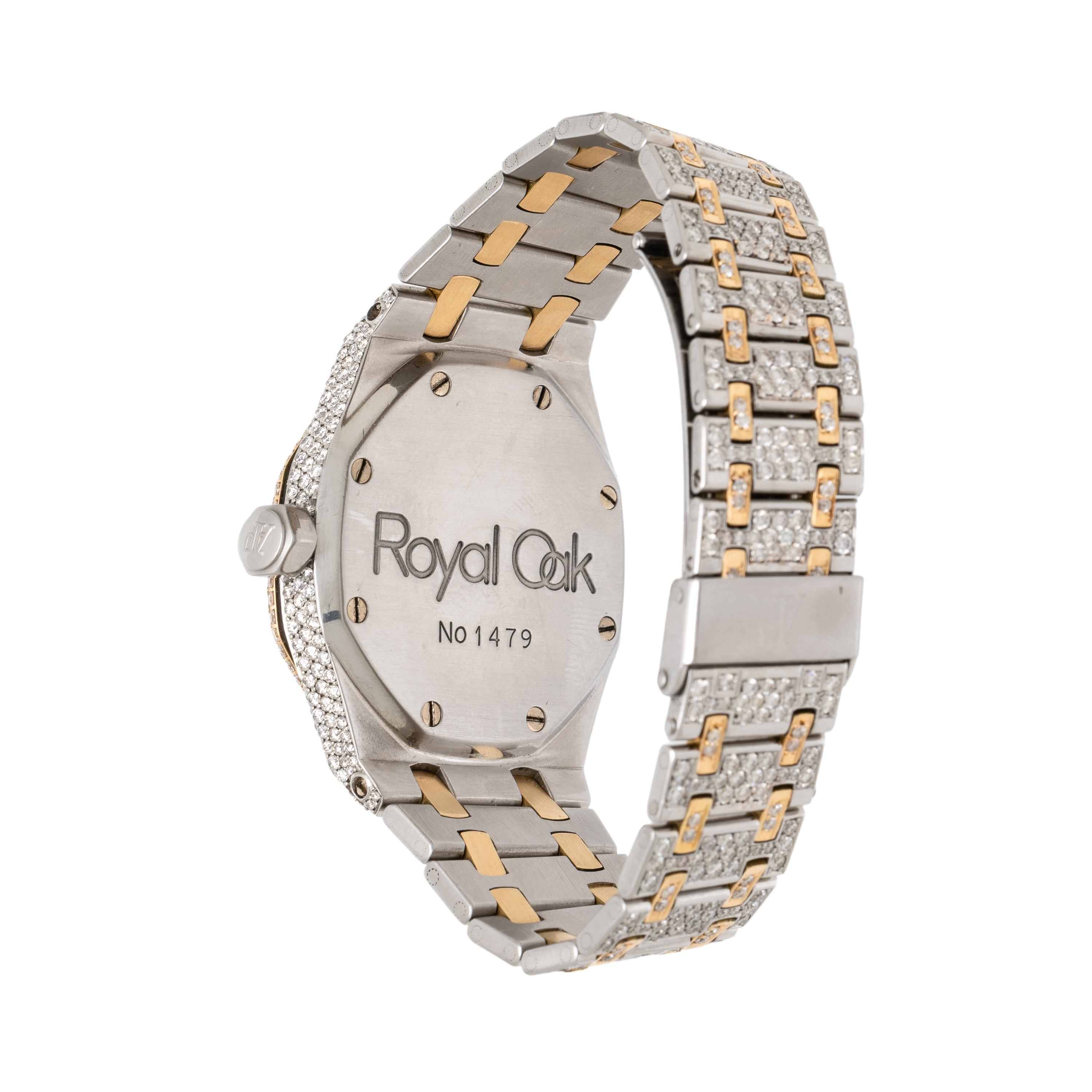 Audemars Piguet, Stainless Steel and 18K Yellow Gold 'Royal Oak' Watch with Aftermarket Diamonds