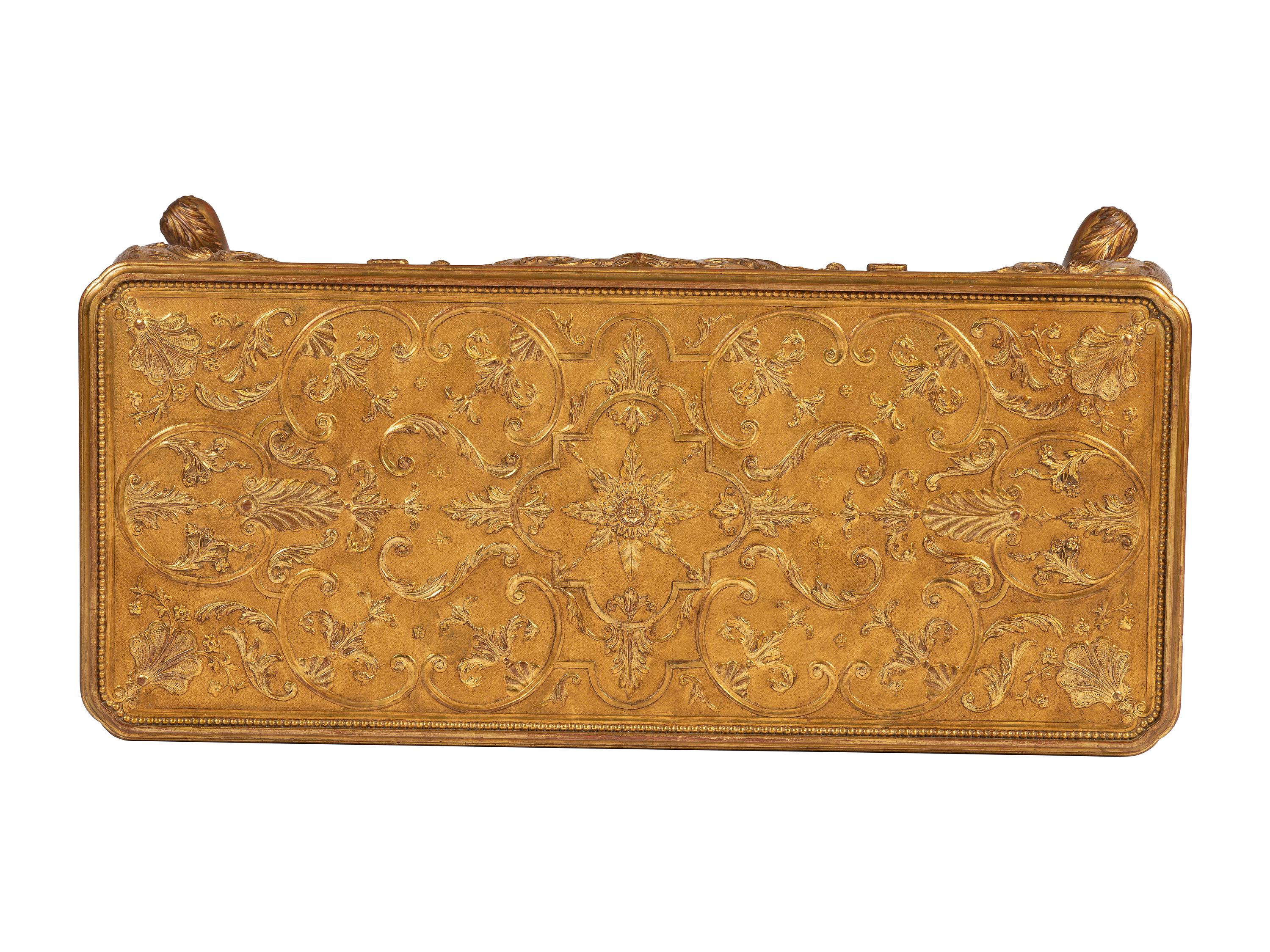A Pair of Louis XV Style Giltwood Console Tables