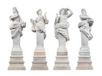 A Set of Four Monumental Carved Marble Garden Herms Allegorical of the Four Seasons