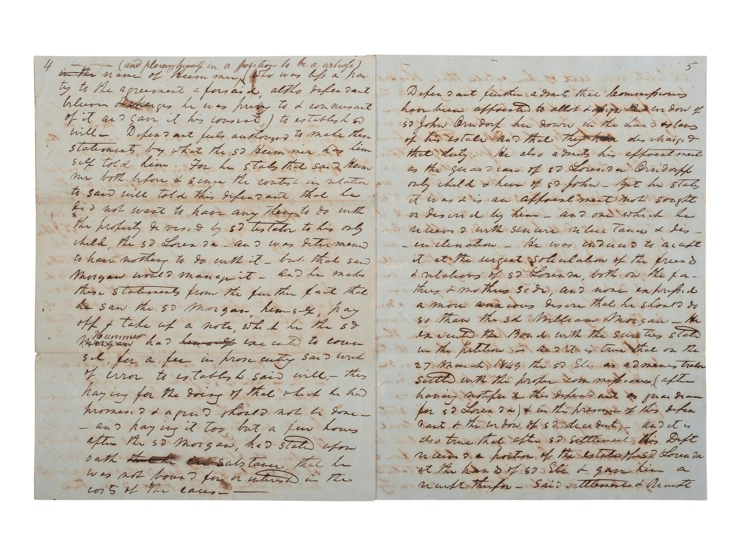 [ENSLAVEMENT & ABOLITION]. A group of 2 legal documents related to cases involving enslaved persons.