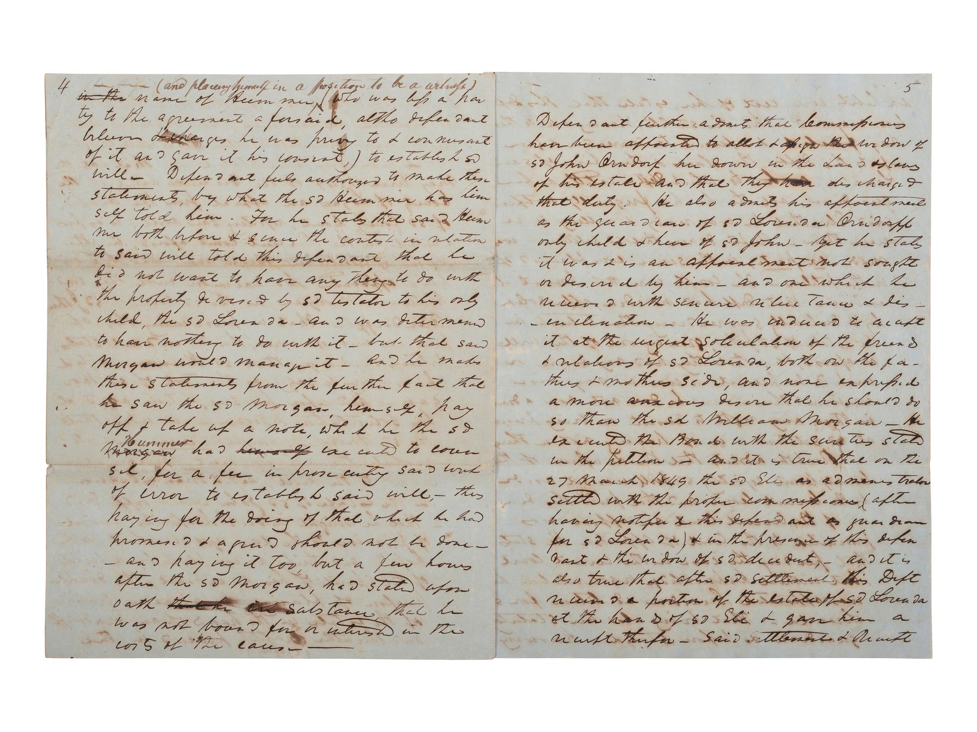 [ENSLAVEMENT & ABOLITION]. A group of 2 legal documents related to cases involving enslaved persons.