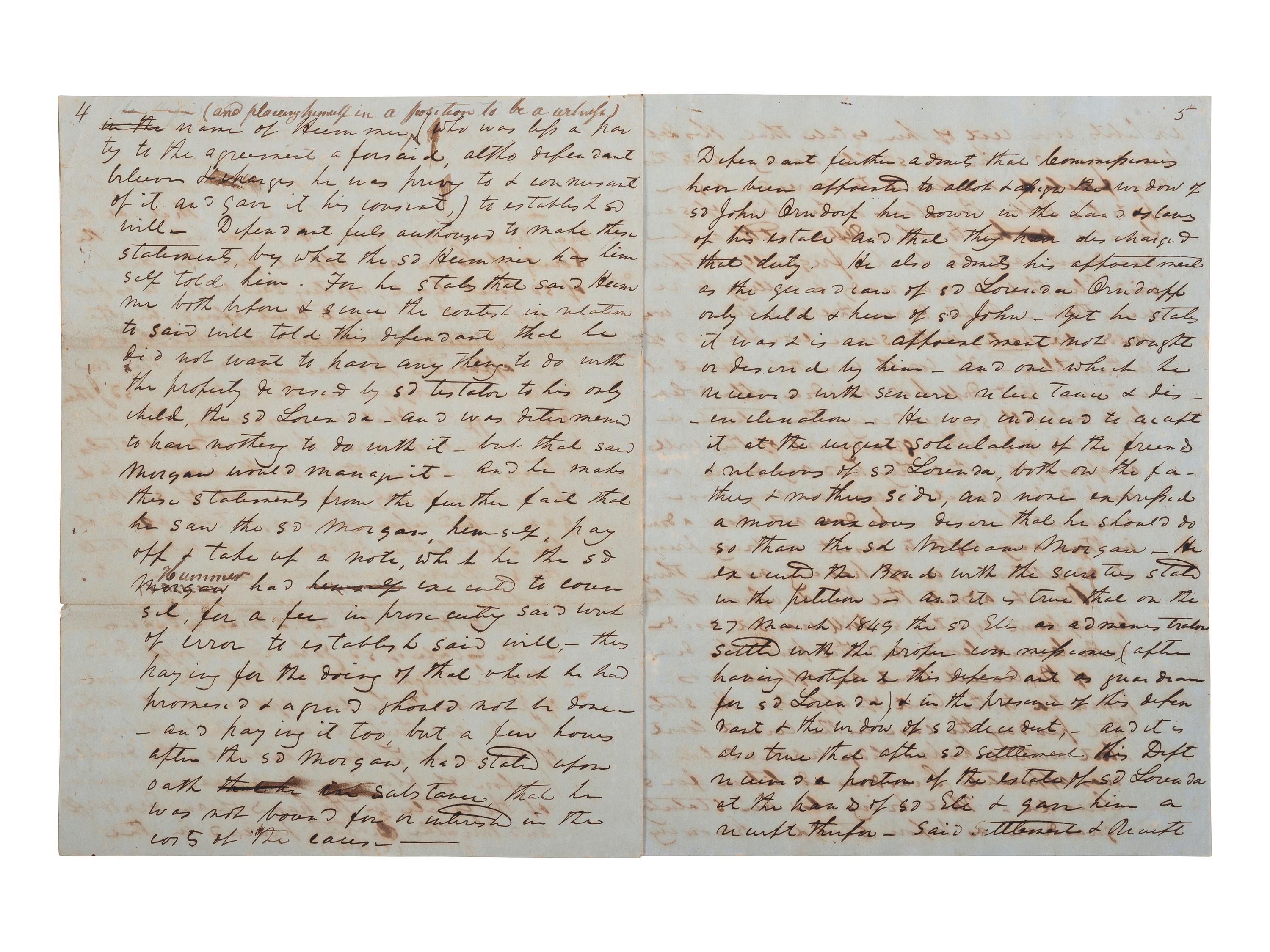 [ENSLAVEMENT & ABOLITION]. A group of 2 legal documents related to cases involving enslaved persons.