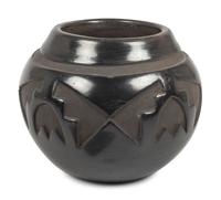 Carved Blackware Pottery Jar
