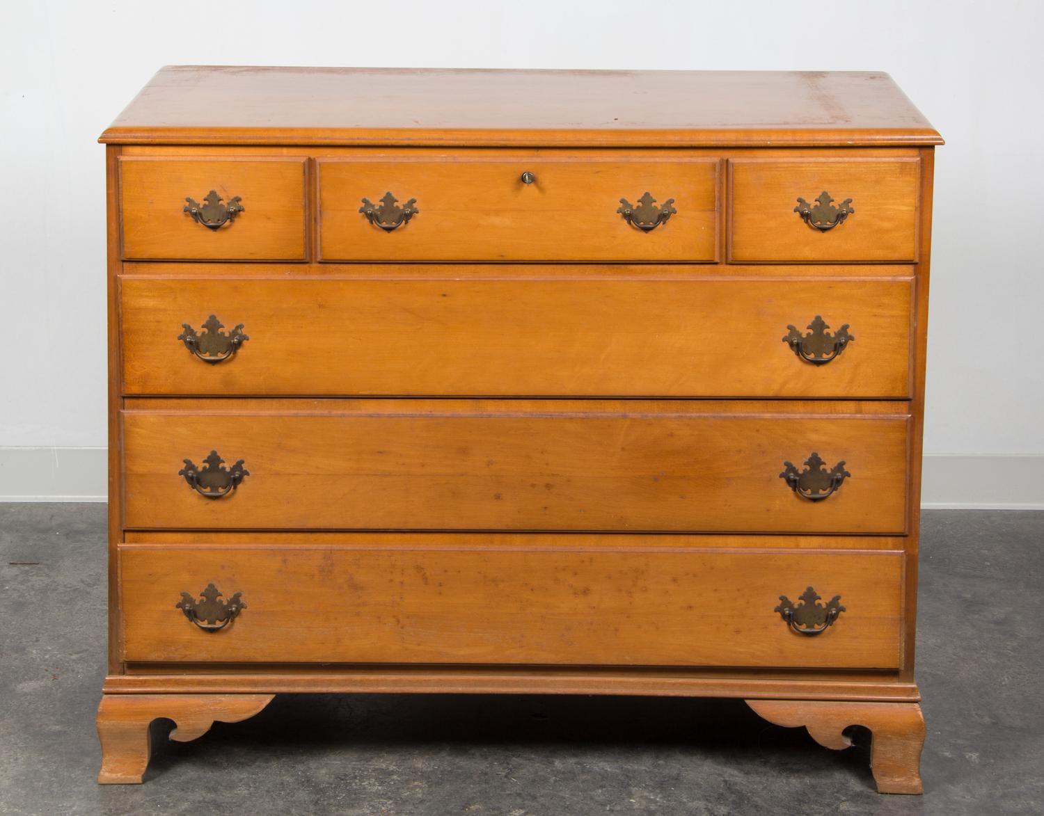 An American Maple Dresser Height 36 x width 44 x depth 20 inches.