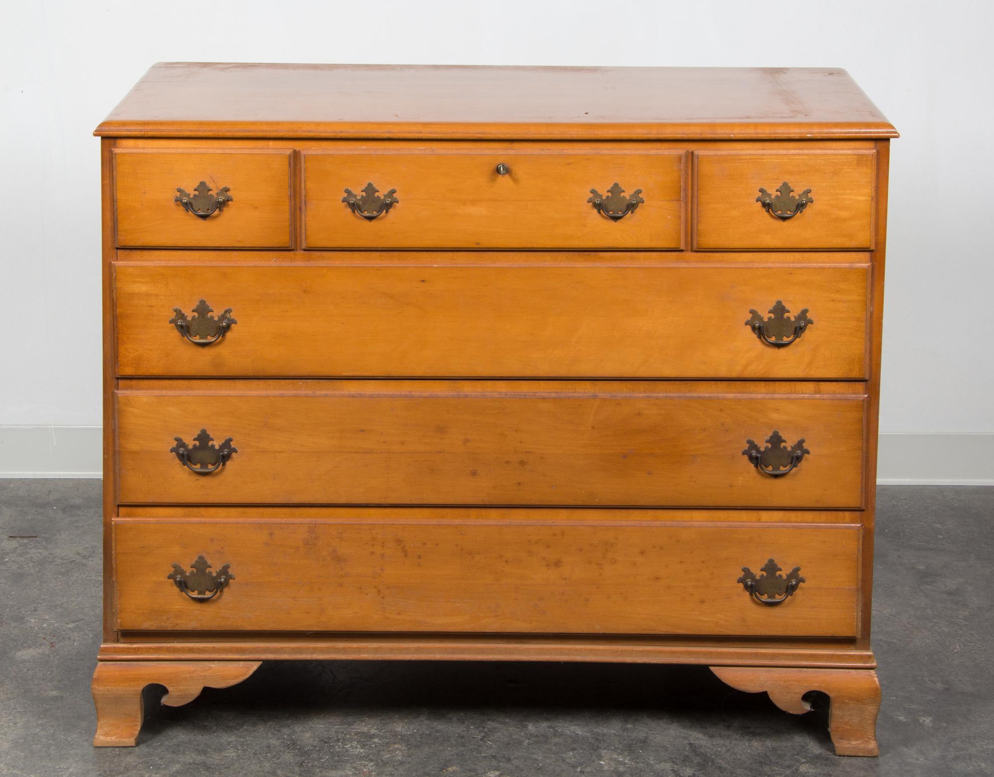 An American Maple Dresser Height 36 x width 44 x depth 20 inches.