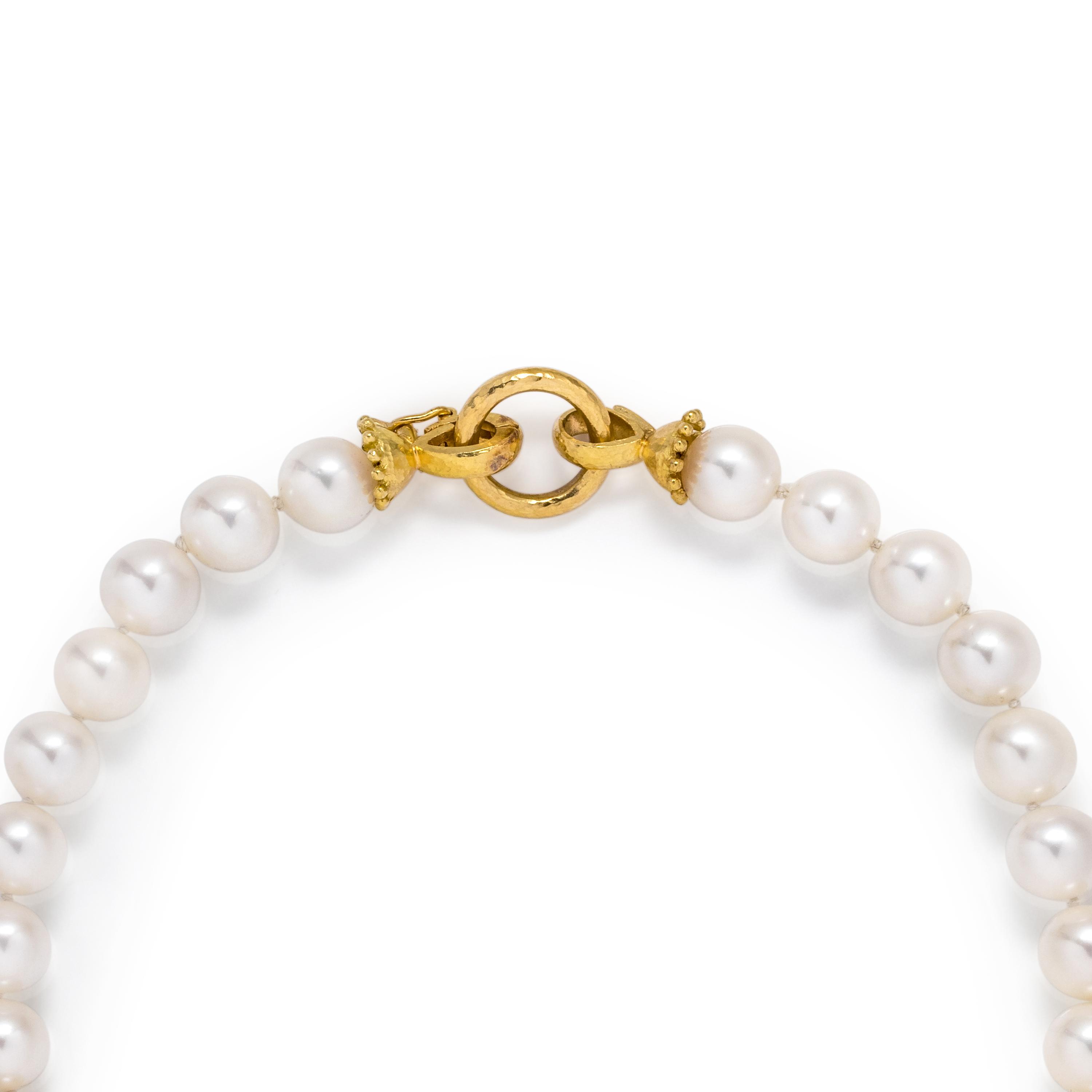 ELIZABETH LOCKE, YELLOW GOLD AND CULTURED PEARL SET
