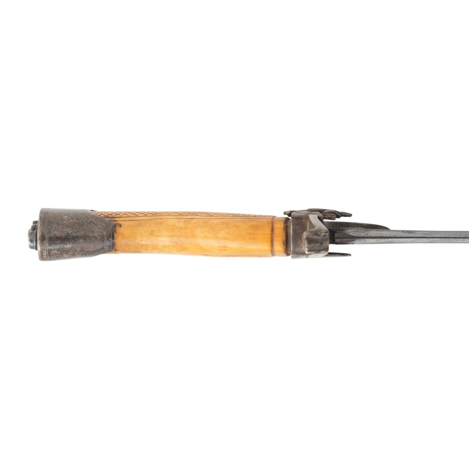 Philadelphia Style Silver Hilted Officer's Saber with Eagle Head Quillon S-Guard and Silver Washed Copper Scabbard
