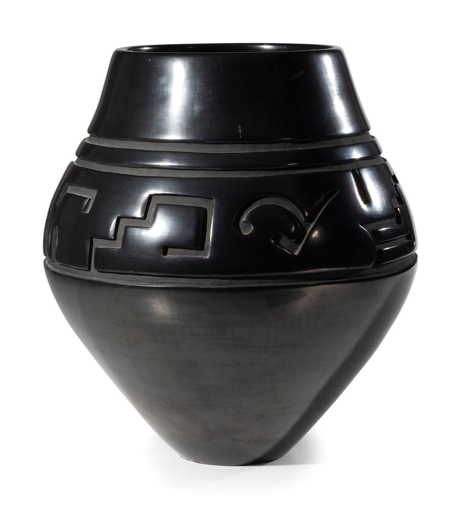 Award Winning Carved Blackware Pottery Vase