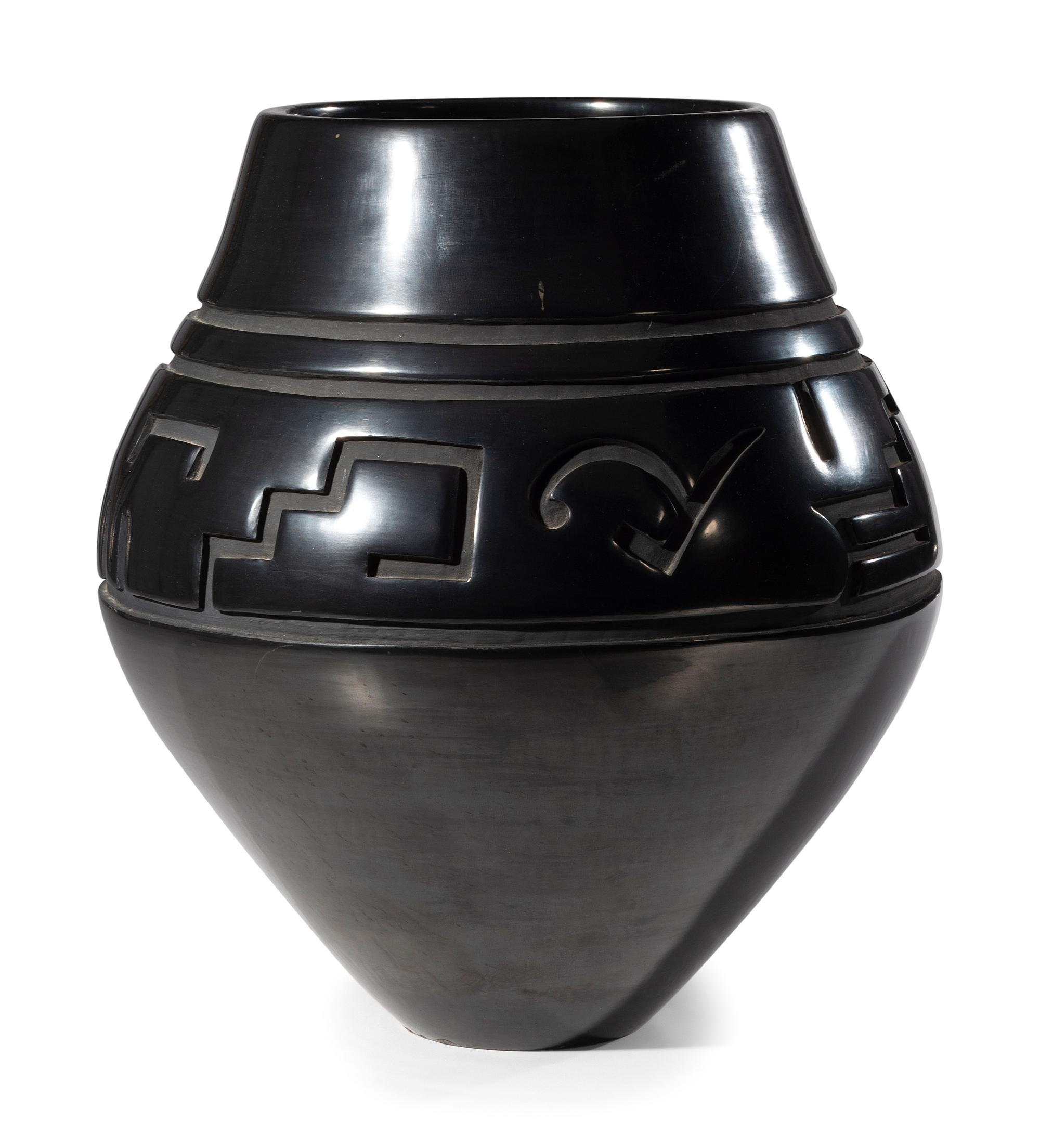 Award Winning Carved Blackware Pottery Vase