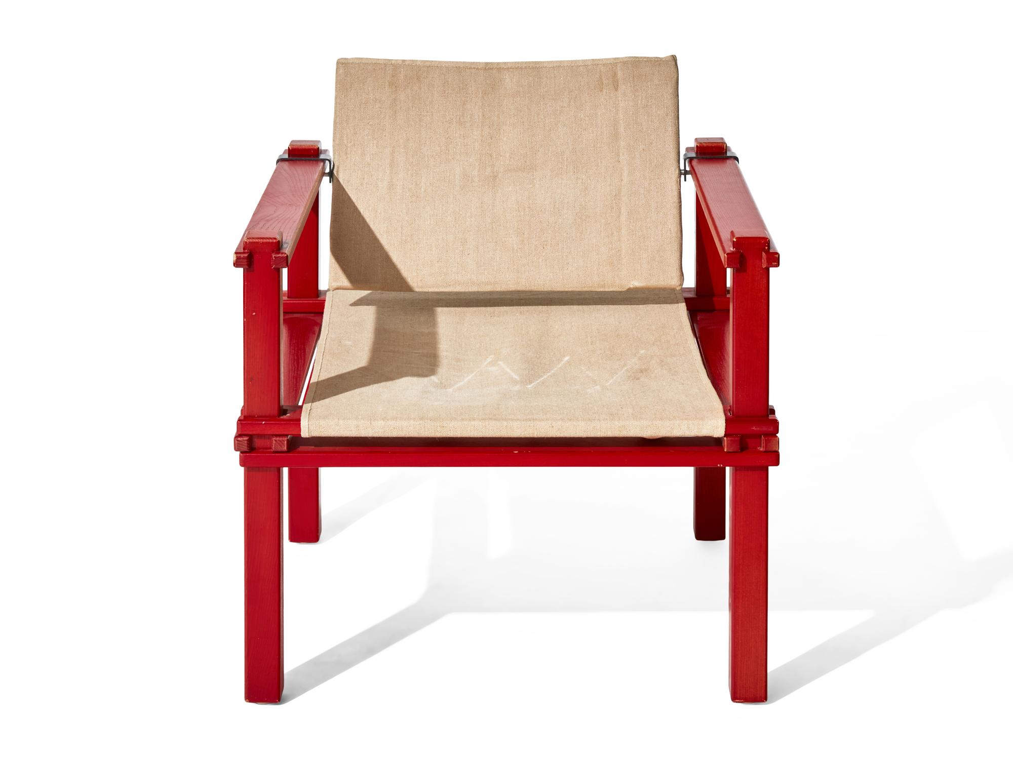 A Dutch Red Lacquered 'Farmer' Chair By Gerd Lange for Bofinger DONATED BY NATE BERKUS