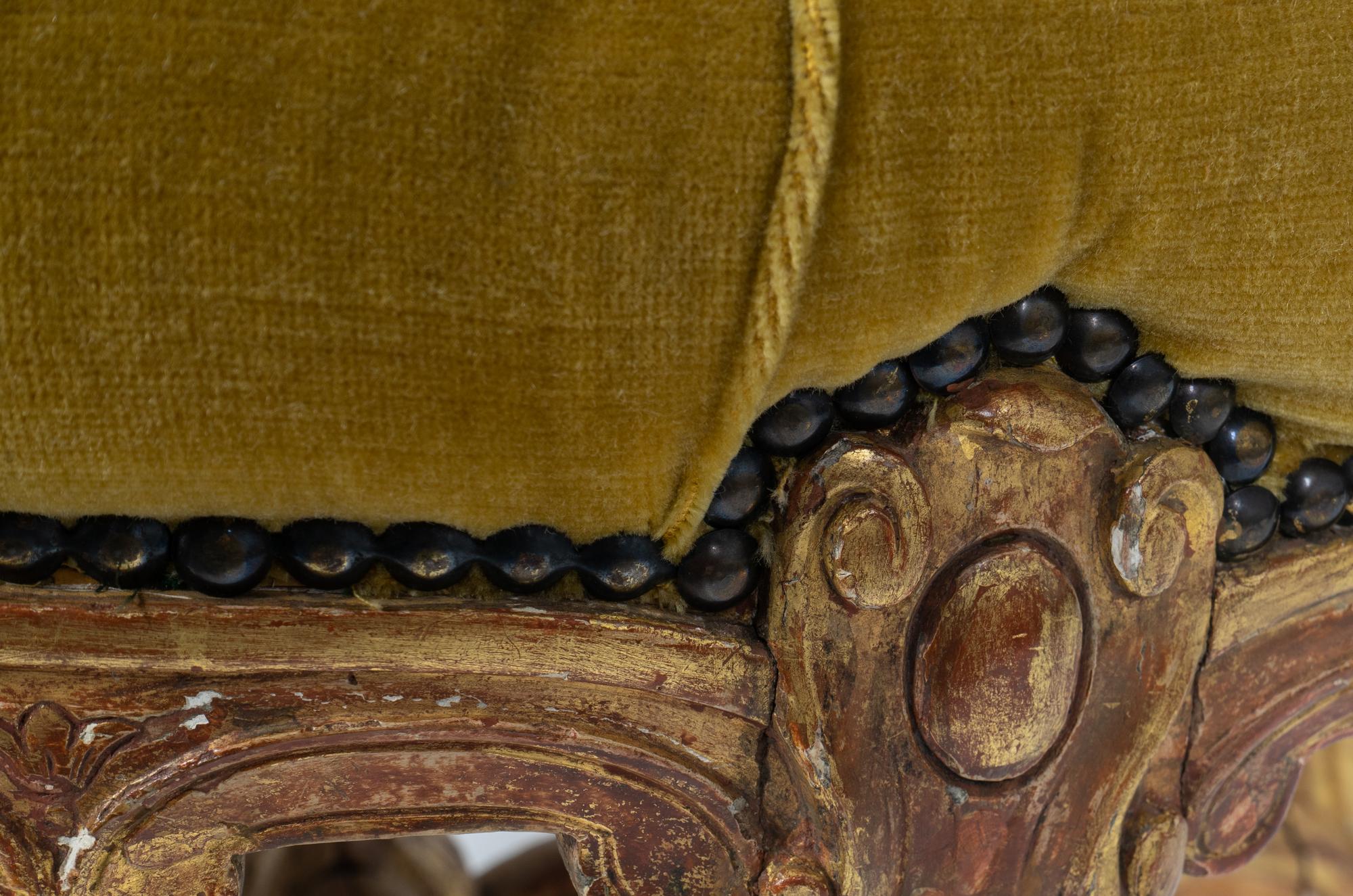 A Louis XV Style Giltwood and Tufted Velvet Tabouret — 19TH CENTURY