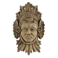 Carved oak wall mask of a female late 19th/early 20th century