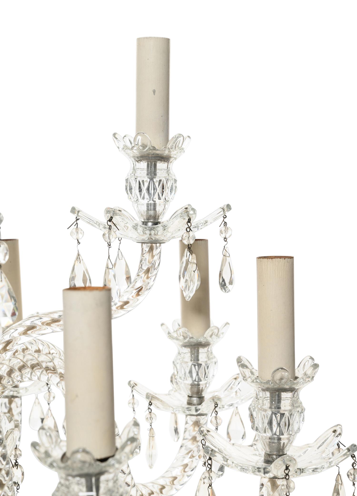 A Georgian Style Cut Glass Twelve-Light Chandelier