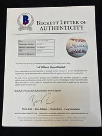 A Ted Williams Single Signed Autograph Baseball (Beckett Authentication Services Letter),