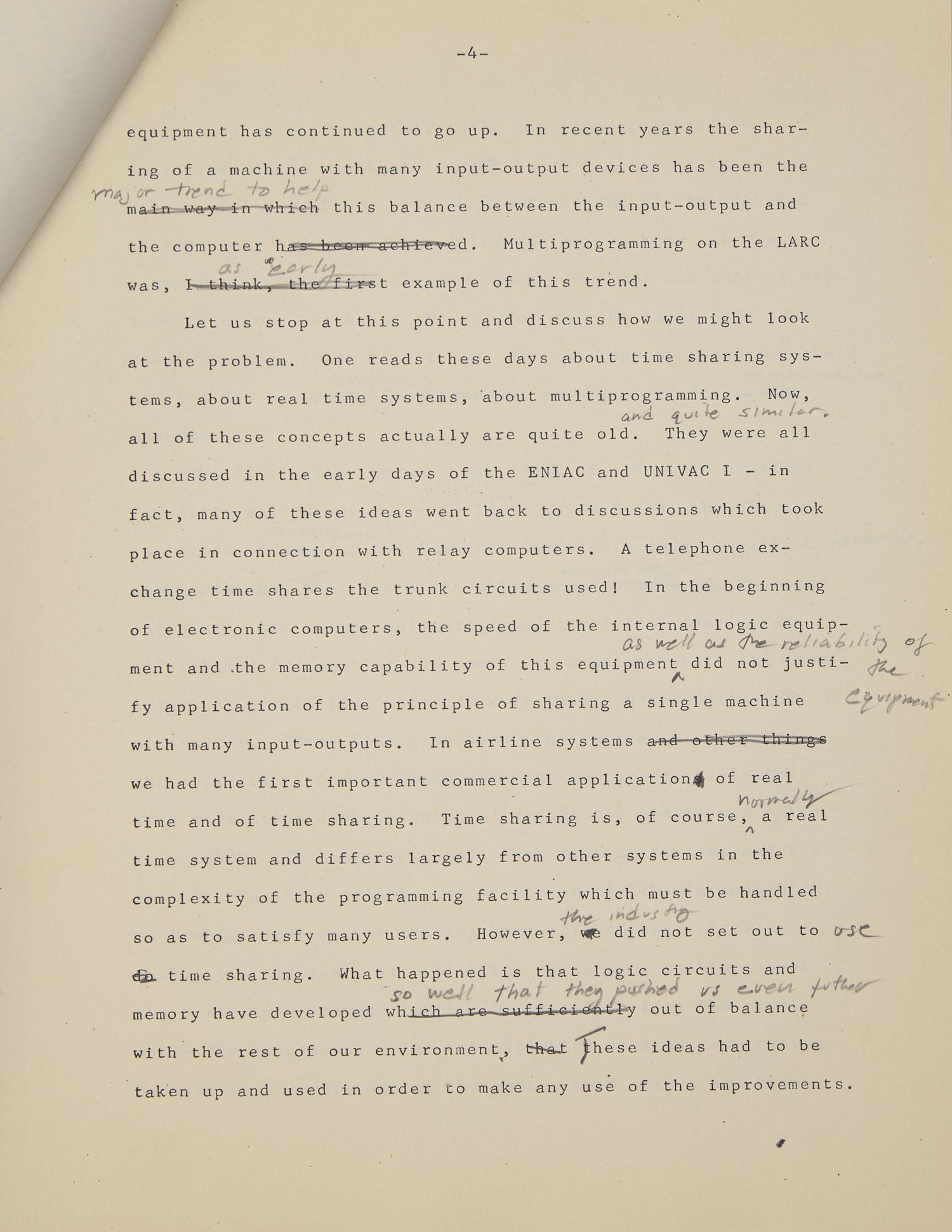 [Technology] Designer of the First American Commercial Computer, J. Presper Eckert's Corrected Copy of a Speech on Computing