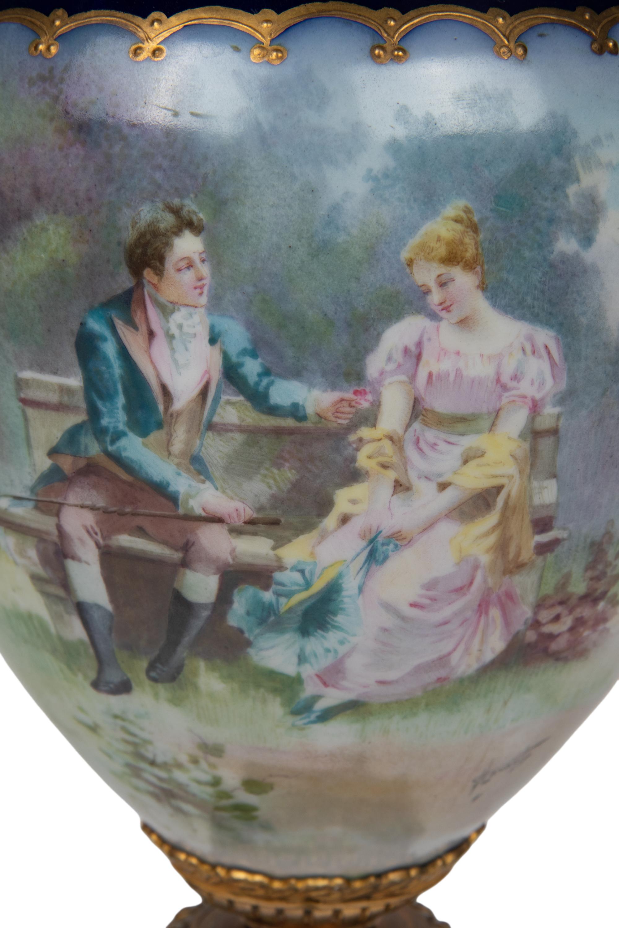 A Gilt Bronze Mounted Sèvres Style Porcelain Urn