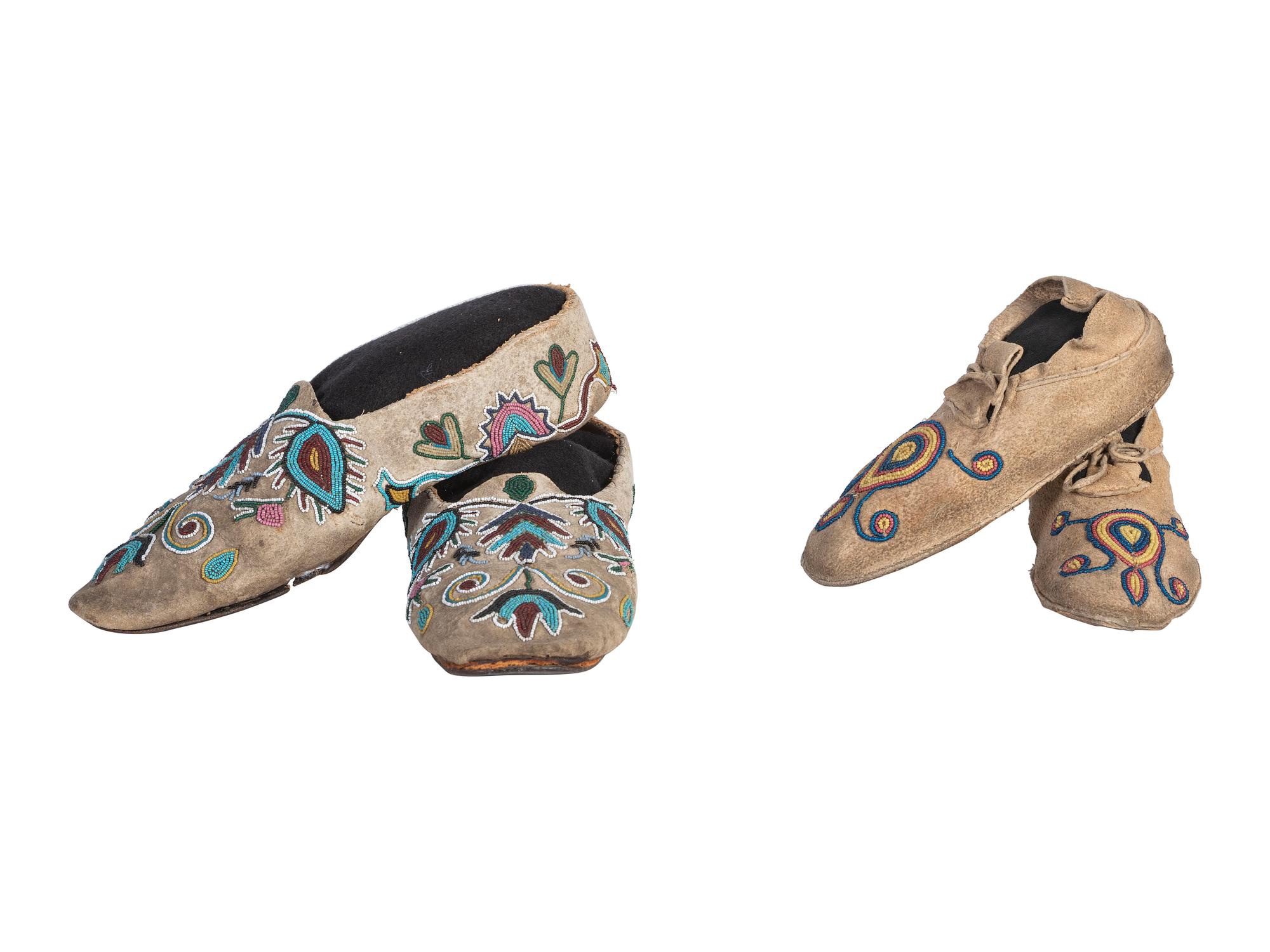 Apsáalooke and Prairie Beaded Hide Moccasins