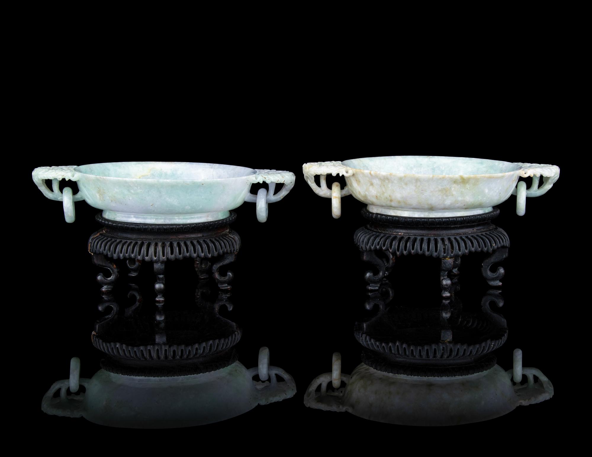 A Pair of Jadeite Marriage Bowls